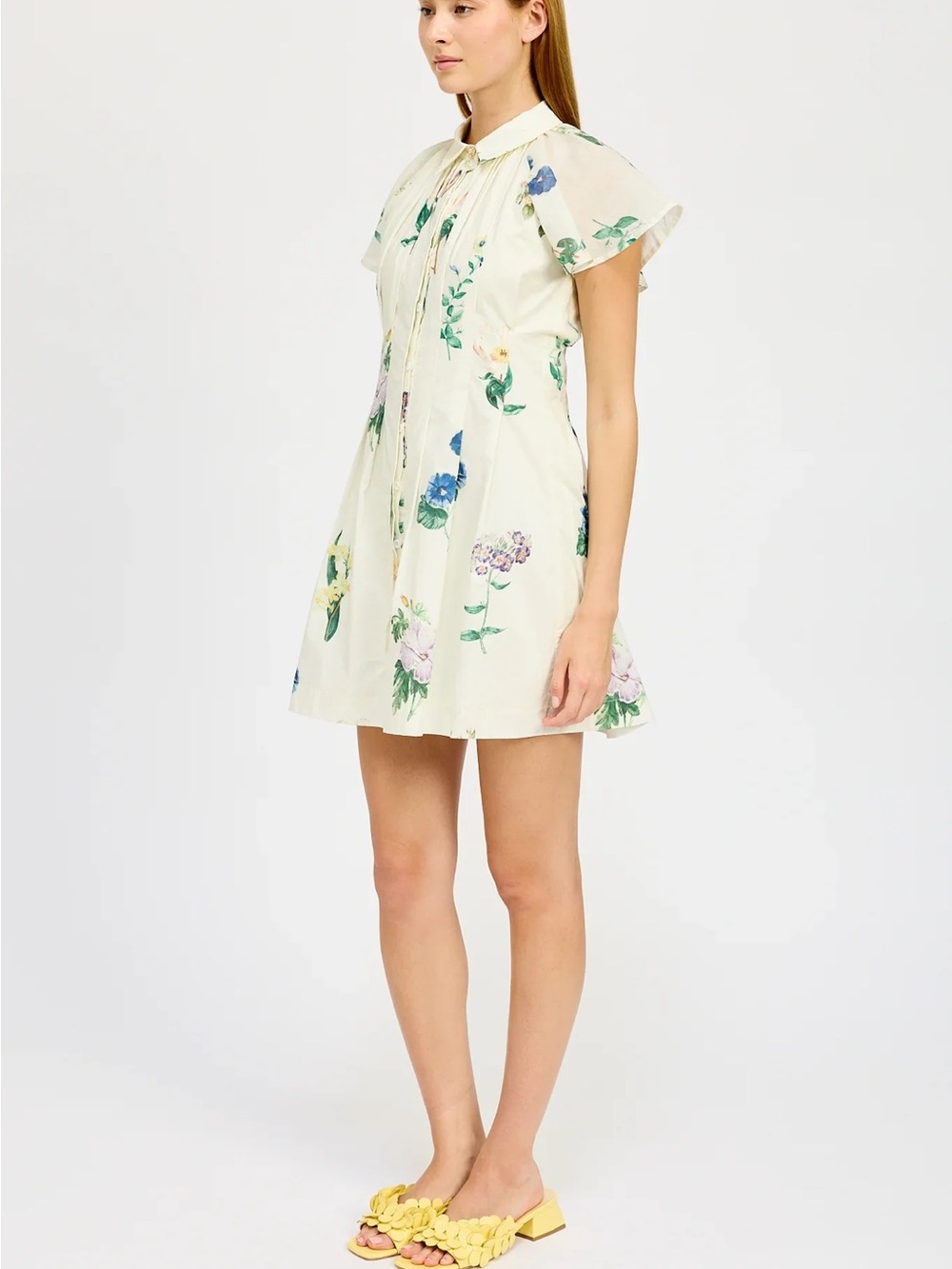 Romantic Floral Anthropologie En Saison Ashley Mini Shirt Dress size Medium - Picture 5 of 9